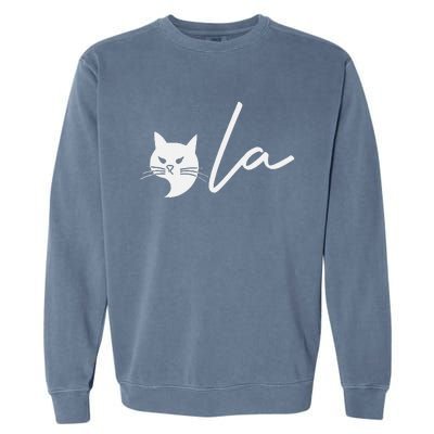 Kamala Harris Cat Lettering Positive Funny Comma La 2024 Gift Garment-Dyed Sweatshirt