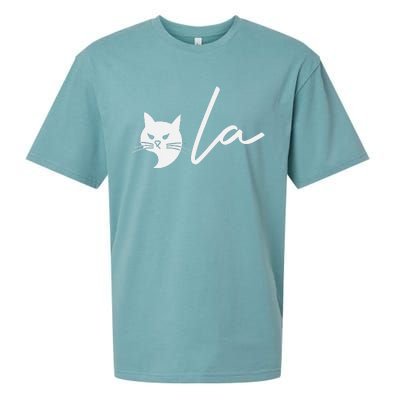 Kamala Harris Cat Lettering Positive Funny Comma La 2024 Gift Sueded Cloud Jersey T-Shirt