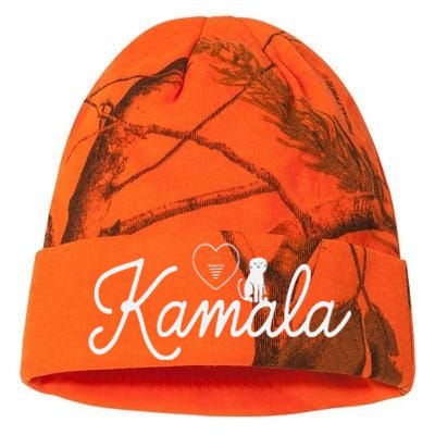 Kamala Harris Cat Lettering Positive Minimalist Walz Waltz Kati Licensed 12" Camo Beanie