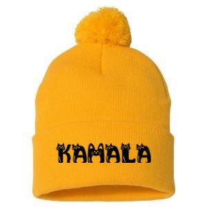 Kamala Harris Cat Lettering Positive Funny 2024 Pom Pom 12in Knit Beanie