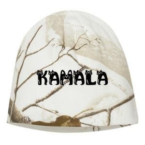 Kamala Harris Cat Lettering Positive Funny 2024 Kati - Camo Knit Beanie