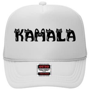 Kamala Harris Cat Lettering Positive Funny 2024 High Crown Mesh Back Trucker Hat