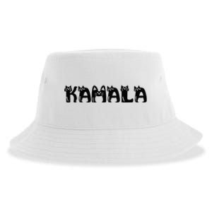 Kamala Harris Cat Lettering Positive Funny 2024 Sustainable Bucket Hat