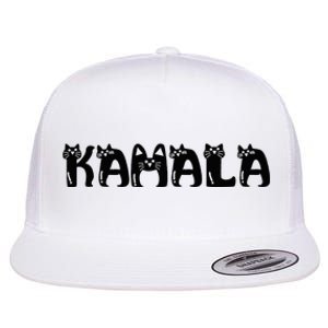 Kamala Harris Cat Lettering Positive Funny 2024 Flat Bill Trucker Hat