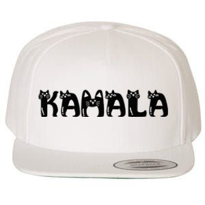 Kamala Harris Cat Lettering Positive Funny 2024 Wool Snapback Cap