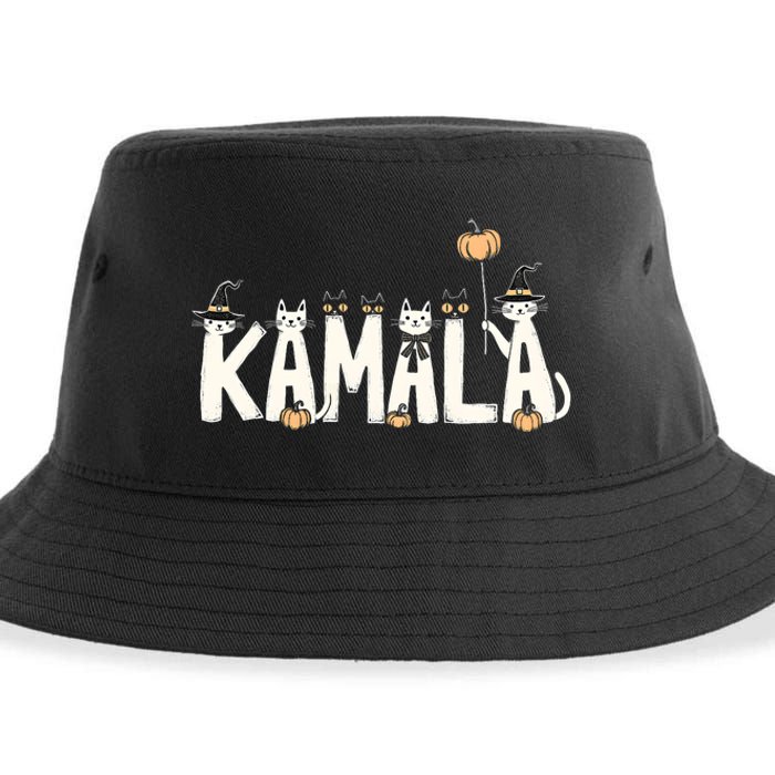 Kamala Halloween Cat Lover Witch Name Design Sustainable Bucket Hat