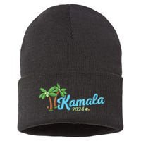 Kamala Harris Coconut Tree 2024 Democrat For President Sustainable Knit Beanie