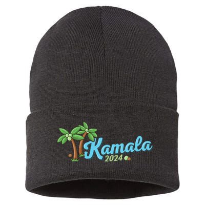 Kamala Harris Coconut Tree 2024 Democrat For President Sustainable Knit Beanie