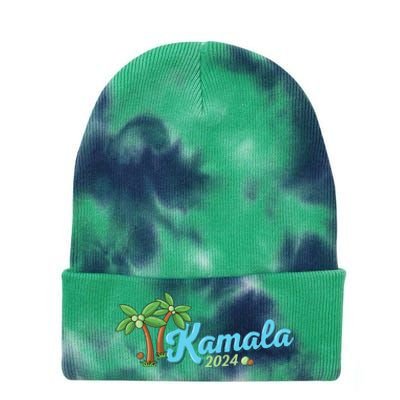 Kamala Harris Coconut Tree 2024 Democrat For President Tie Dye 12in Knit Beanie