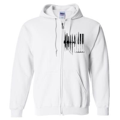 Keyboard Heartbeat Cool Piano And Organ Player Novelty Item Full Zip Hoodie