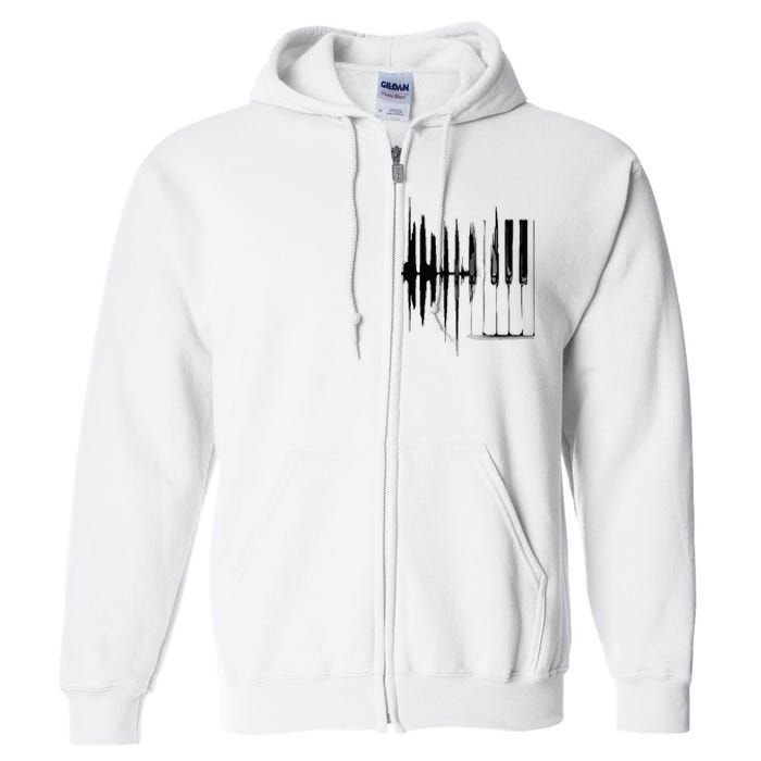 Keyboard Heartbeat Cool Piano And Organ Player Novelty Item Full Zip Hoodie