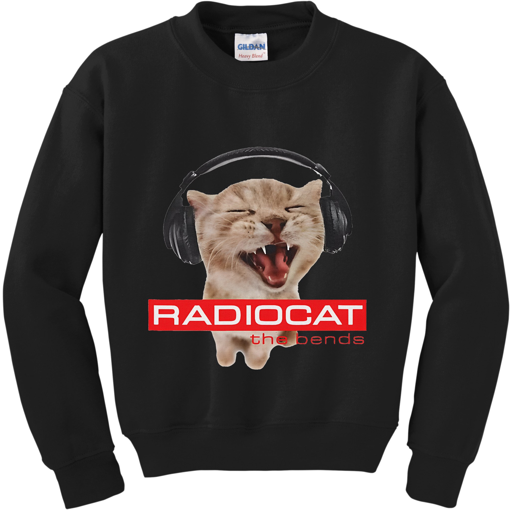 Kitten Headphones Cat Tech House Music Funny Cat Lover Kids Sweatshirt
