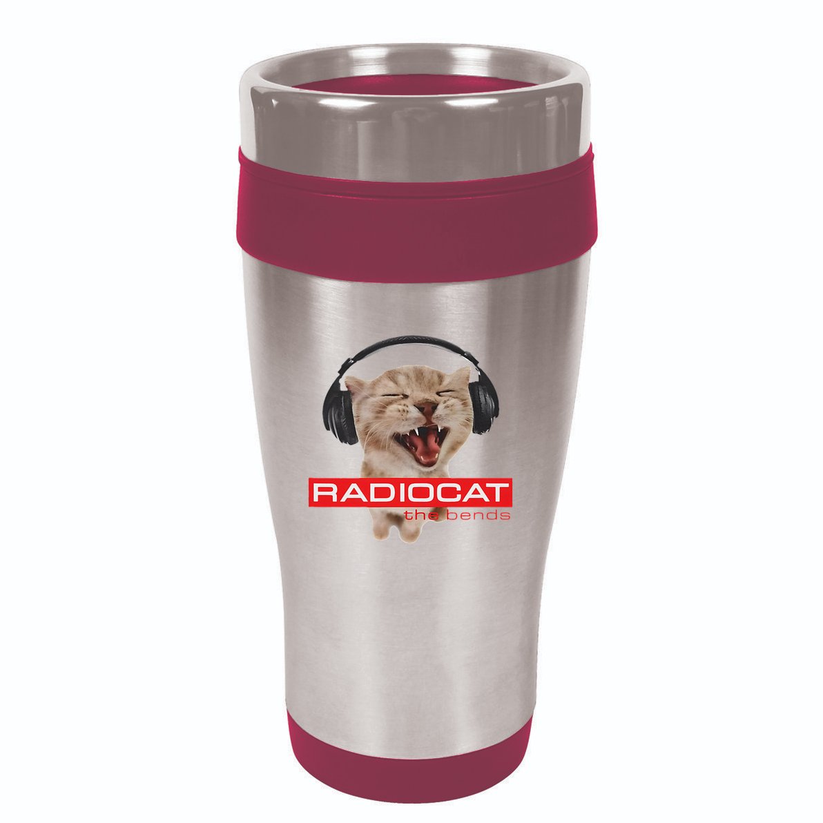 Kitten Headphones Cat Tech House Music Funny Cat Lover 16oz Travel Tumbler
