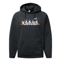 Kamala Harris Cat Lettering Funny Halloween Kamala Cat Performance Fleece Hoodie