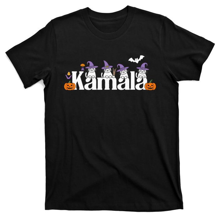 Kamala Harris Cat Lettering Funny Halloween Kamala Cat T-Shirt