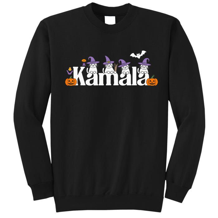 Kamala Harris Cat Lettering Funny Halloween Kamala Cat Tall Sweatshirt