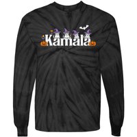 Kamala Harris Cat Lettering Funny Halloween Kamala Cat Tie-Dye Long Sleeve Shirt