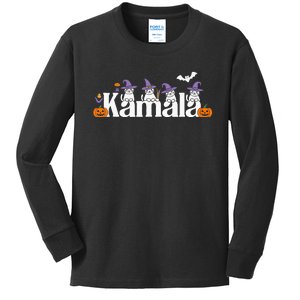 Kamala Harris Cat Lettering Funny Halloween Kamala Cat Kids Long Sleeve Shirt