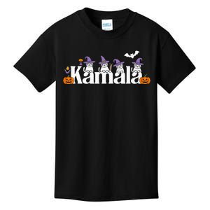 Kamala Harris Cat Lettering Funny Halloween Kamala Cat Kids T-Shirt