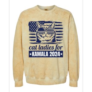 Kamala Harris Cat Lady 2024 Feminine Women Voting Funny Colorblast Crewneck Sweatshirt