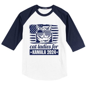 Kamala Harris Cat Lady 2024 Feminine Women Voting Funny Baseball Sleeve Shirt