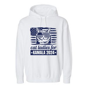 Kamala Harris Cat Lady 2024 Feminine Women Voting Funny Garment-Dyed Fleece Hoodie