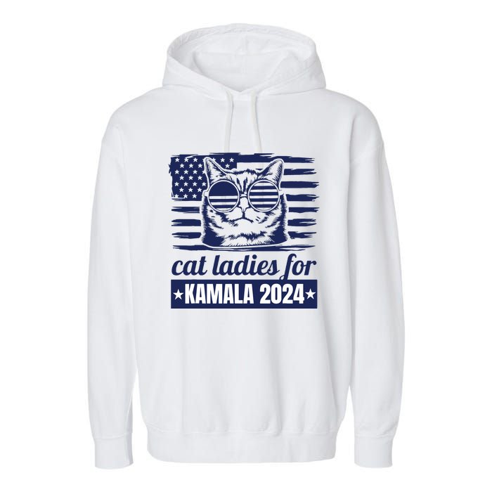 Kamala Harris Cat Lady 2024 Feminine Women Voting Funny Garment-Dyed Fleece Hoodie