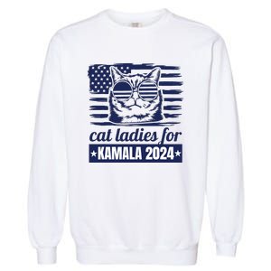 Kamala Harris Cat Lady 2024 Feminine Women Voting Funny Garment-Dyed Sweatshirt