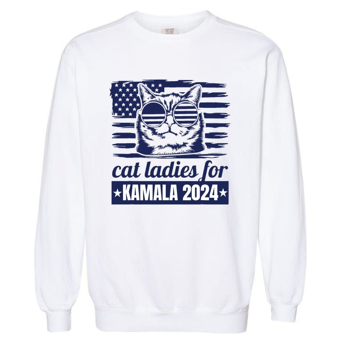 Kamala Harris Cat Lady 2024 Feminine Women Voting Funny Garment-Dyed Sweatshirt