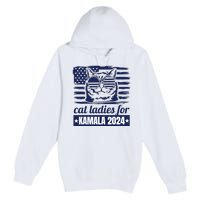 Kamala Harris Cat Lady 2024 Feminine Women Voting Funny Premium Pullover Hoodie