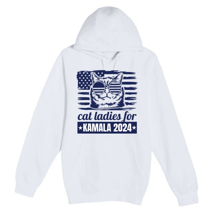 Kamala Harris Cat Lady 2024 Feminine Women Voting Funny Premium Pullover Hoodie