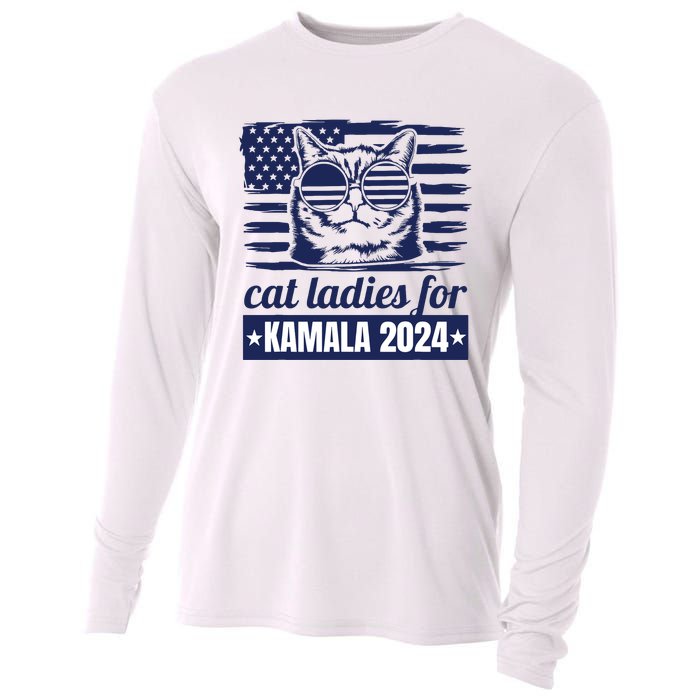 Kamala Harris Cat Lady 2024 Feminine Women Voting Funny Cooling Performance Long Sleeve Crew