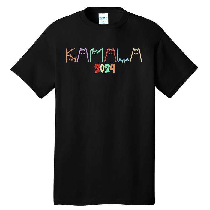 Kamala Harris Cat Lettering Funny Cat Ladies For Kamala 2024 Premium Tall T-Shirt