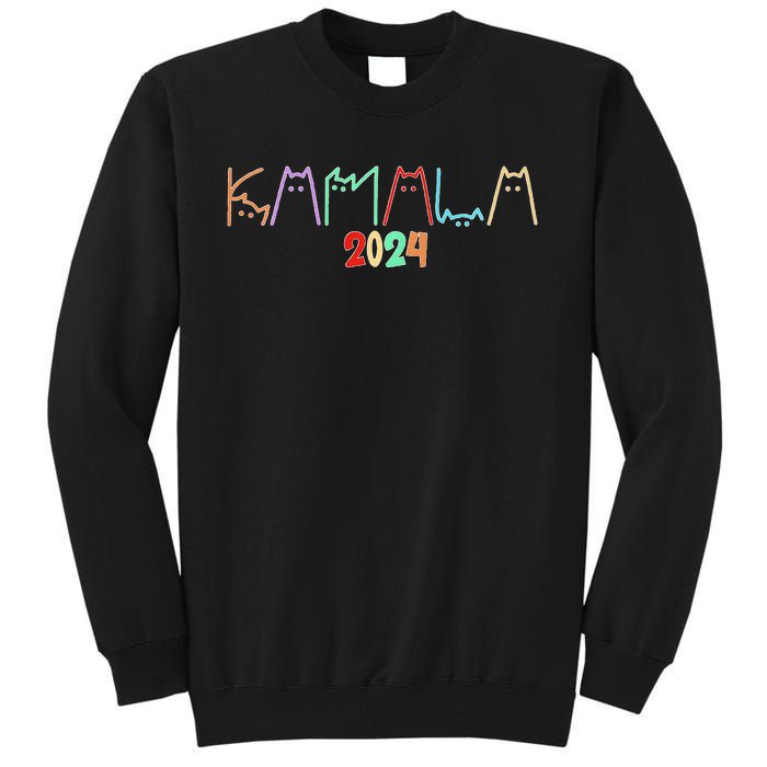 Kamala Harris Cat Lettering Funny Cat Ladies For Kamala 2024 Premium Tall Sweatshirt