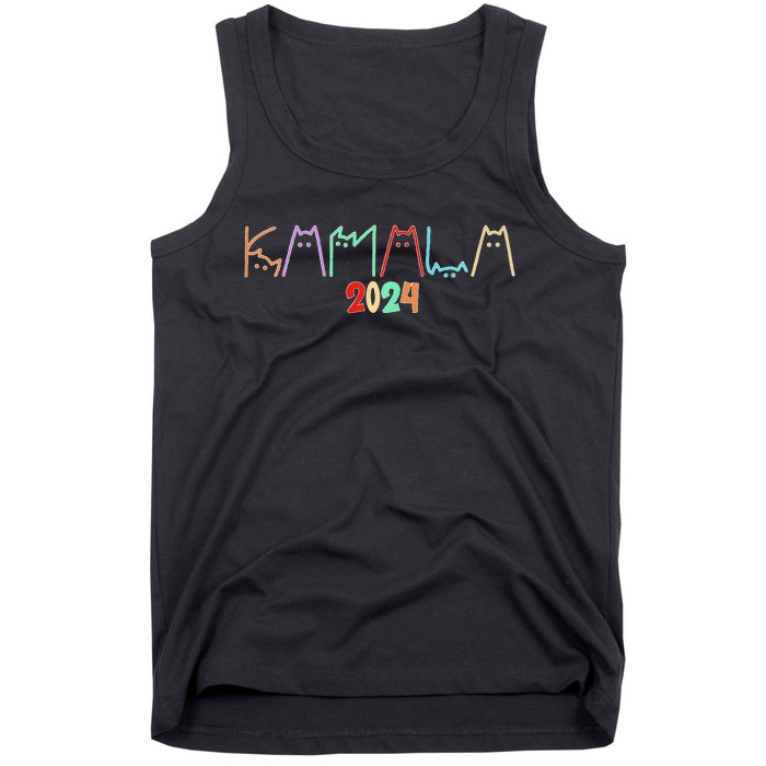 Kamala Harris Cat Lettering Funny Cat Ladies For Kamala 2024 Premium Tank Top