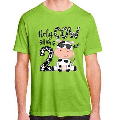 Kids Holy Cow Im 2 Birthday Boy 2nd Cow Farm Animals Bday Adult ChromaSoft Performance T-Shirt