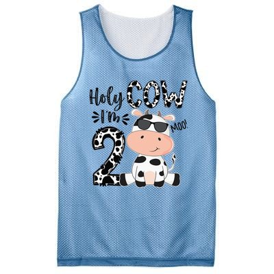 Kids Holy Cow Im 2 Birthday Boy 2nd Cow Farm Animals Bday Mesh Reversible Basketball Jersey Tank