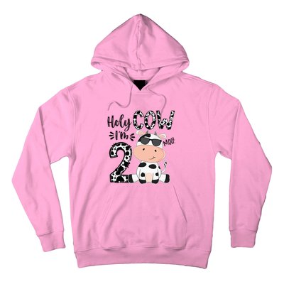 Kids Holy Cow Im 2 Birthday Boy 2nd Cow Farm Animals Bday Hoodie