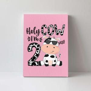 Kids Holy Cow Im 2 Birthday Boy 2nd Cow Farm Animals Bday Canvas