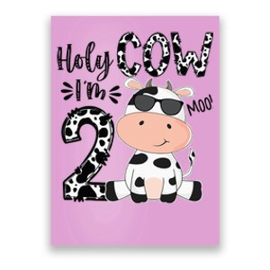 Kids Holy Cow Im 2 Birthday Boy 2nd Cow Farm Animals Bday Poster