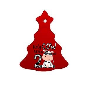 Kids Holy Cow Im 2 Birthday Boy 2nd Cow Farm Animals Bday Ceramic Tree Ornament