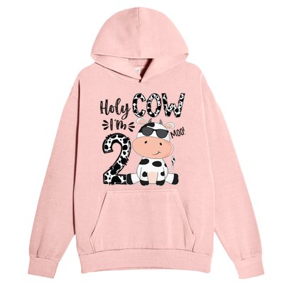 Kids Holy Cow Im 2 Birthday Boy 2nd Cow Farm Animals Bday Urban Pullover Hoodie