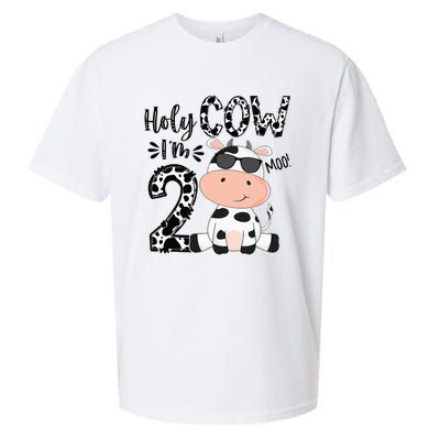 Kids Holy Cow Im 2 Birthday Boy 2nd Cow Farm Animals Bday Sueded Cloud Jersey T-Shirt