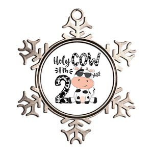 Kids Holy Cow Im 2 Birthday Boy 2nd Cow Farm Animals Bday Metallic Star Ornament