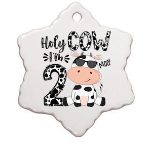 Kids Holy Cow Im 2 Birthday Boy 2nd Cow Farm Animals Bday Ceramic Star Ornament