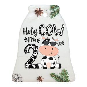 Kids Holy Cow Im 2 Birthday Boy 2nd Cow Farm Animals Bday Ceramic Bell Ornament