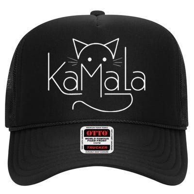 Kamala Harris Cat Lettering Positive Minimalist Gift High Crown Mesh Back Trucker Hat