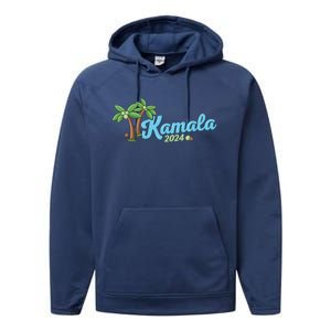 Kamala Harris Coconut Tree 2024 Democrat For President Performance Fleece Hoodie