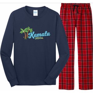 Kamala Harris Coconut Tree 2024 Democrat For President Long Sleeve Pajama Set