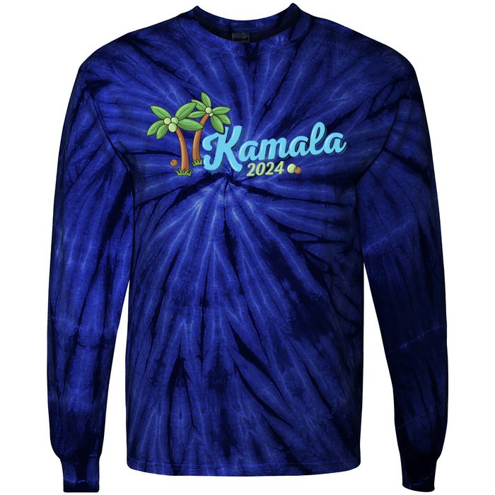 Kamala Harris Coconut Tree 2024 Democrat For President Tie-Dye Long Sleeve Shirt